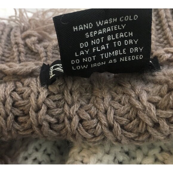 Destructed Sweater Womens  Medium Fringe Chunky Knit Striped Colorblock V-Neck - Picture 13 of 13